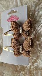 Haarclips vlinder bruin