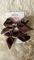 Haarclip strik velvet bruin