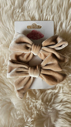 Haarclip strik velvet taupe