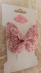 Vlinder haarclip glitter roze